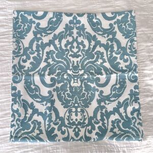 Teal Damask Embroidered Square Pillow Cover 20 x 20